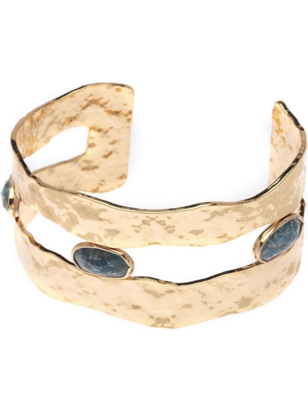 Stylish Hammered Gold Tone Brass Cuff Bracelet - Adjustable 7" Wrist Fit